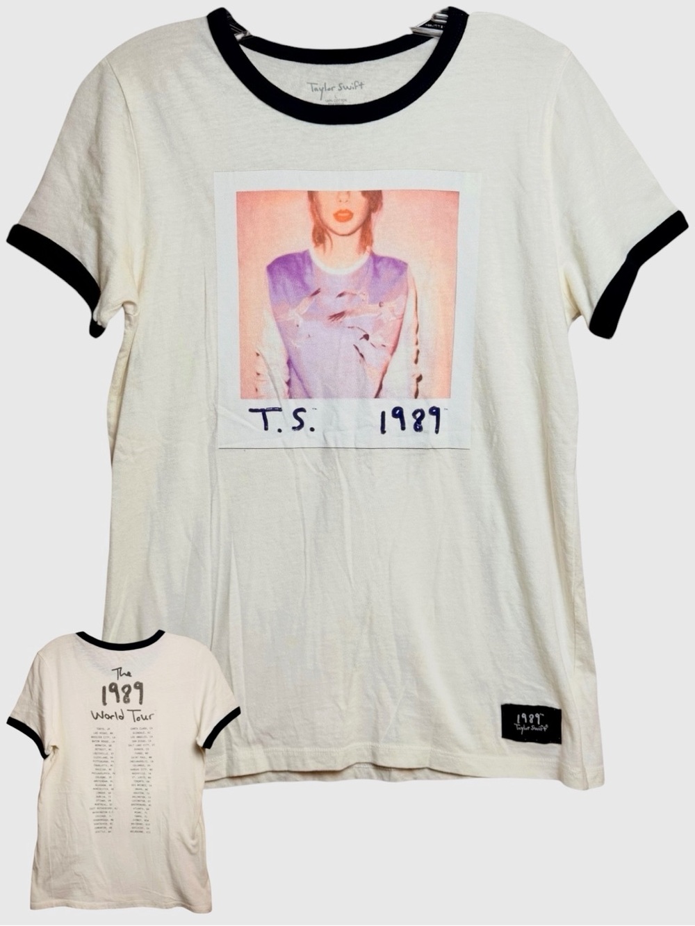 Taylor Swift 1989 World Tour Ringer Tee Polaroid Graphic Womens L
